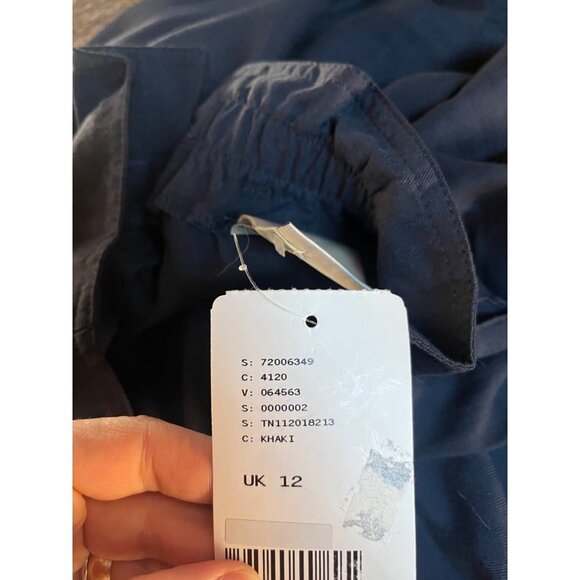 Anthropologie Pin Stripe Paper Bag Skirt Blue Seen Worn Kept Midi Length Size 8 - Picture 6 of 8